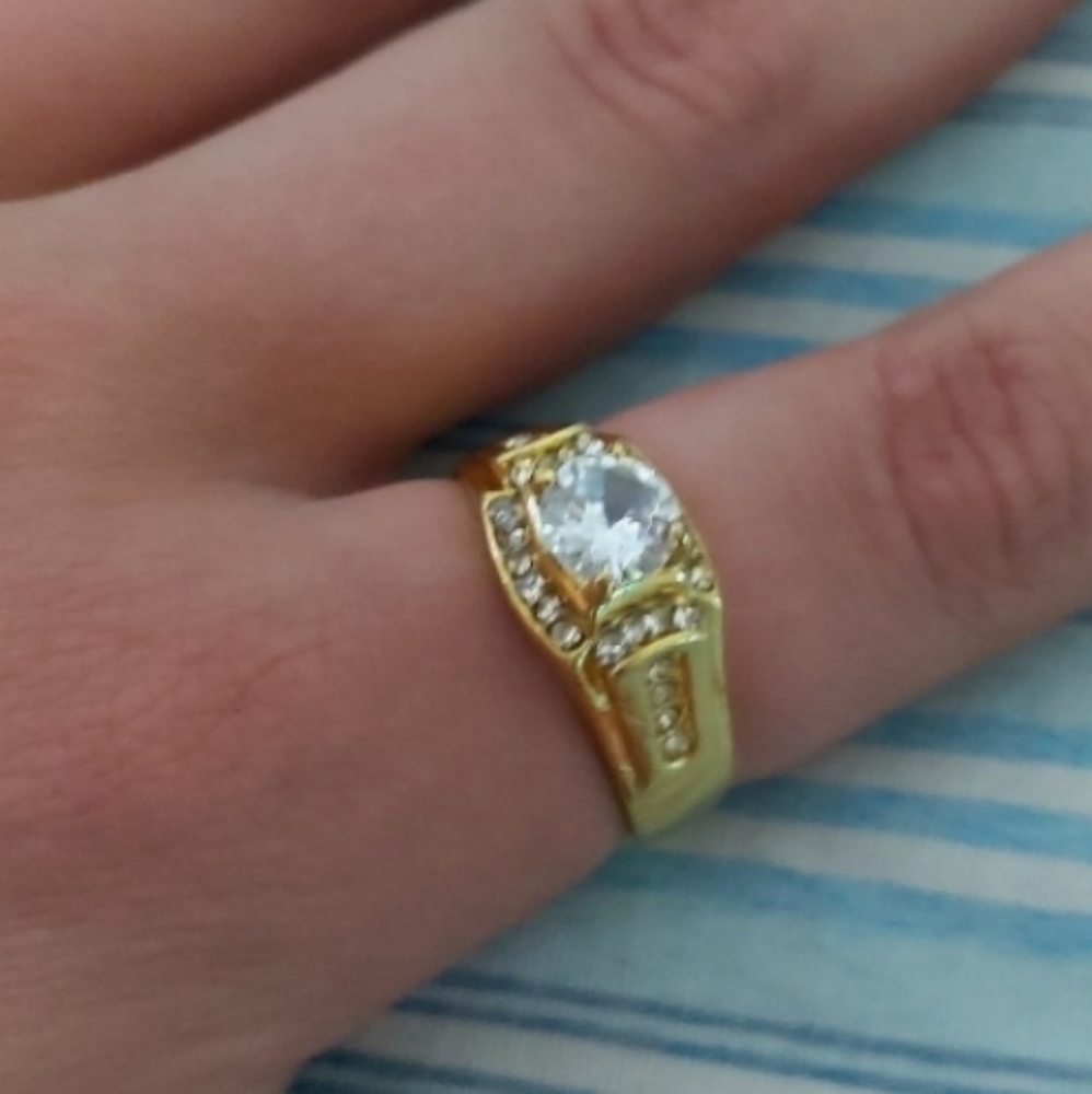 18K gold plated men's wedding engagement ring